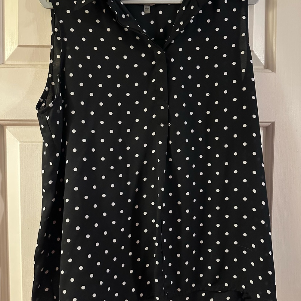 Anne Klein Black and White Polka Dot Blouse